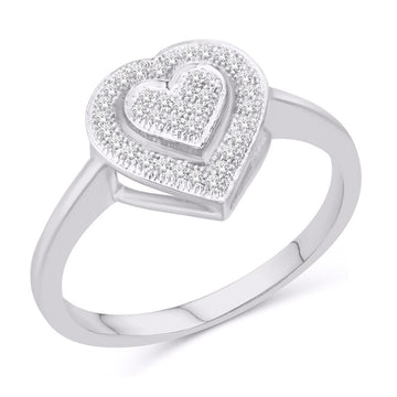 10 Karat White Gold 0.10 Carat Diamond Heart Ladies Ring-0237029-WG