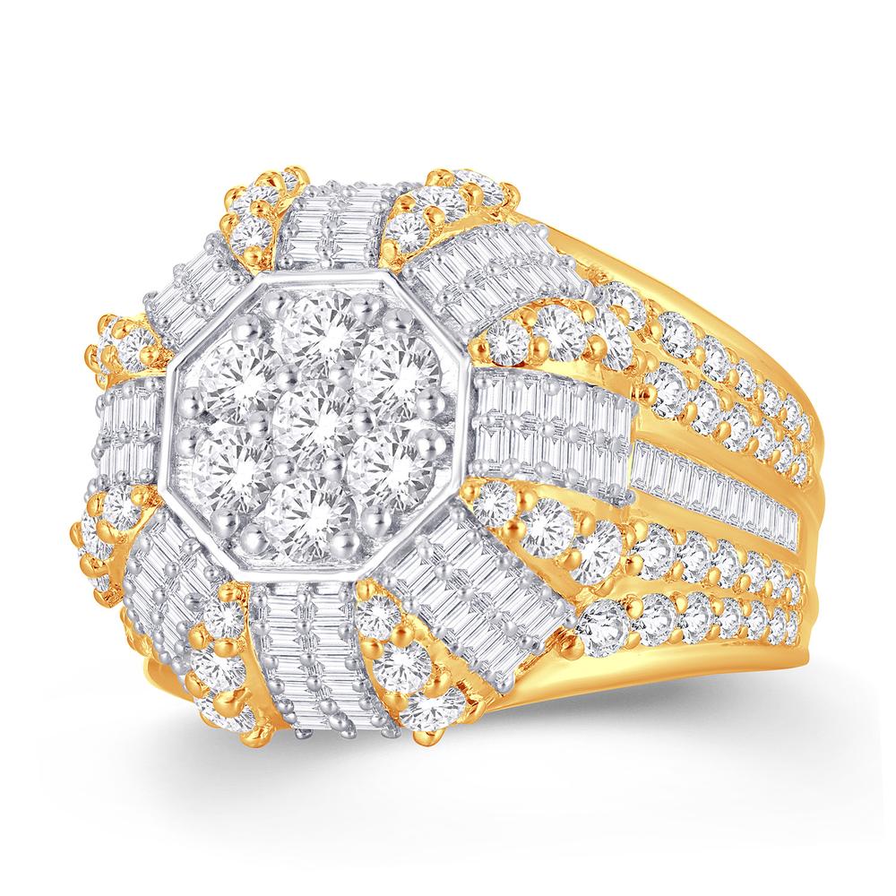 10 Karat Two-Tone (Yellow and White) Gold 3.63 Carat Diamonds Fancy Men's Ring-0326112-YW