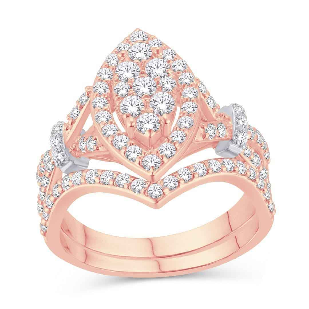 10 Karat Two-Tone (Rose and White) Gold 1.00 Carat Diamonds Marquise Bridal Ring-0526126-RW