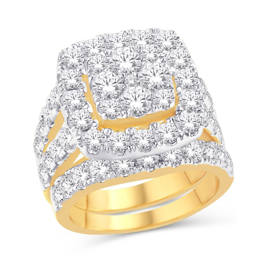 10 Karat Yellow Gold 4.00 Carat Diamonds Cushion Bridal Ring-0526144-YG