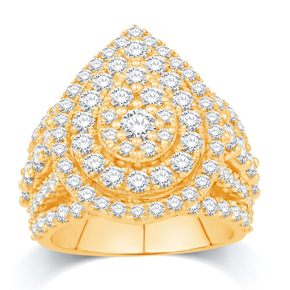 10 Karat All Yellow Gold 4.00 Carat Diamonds Pear Ladies Ring-0532779-ALY