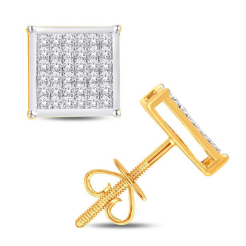 10KT Yellow Gold 0.05 Carat Square Earrings-0124101-YG