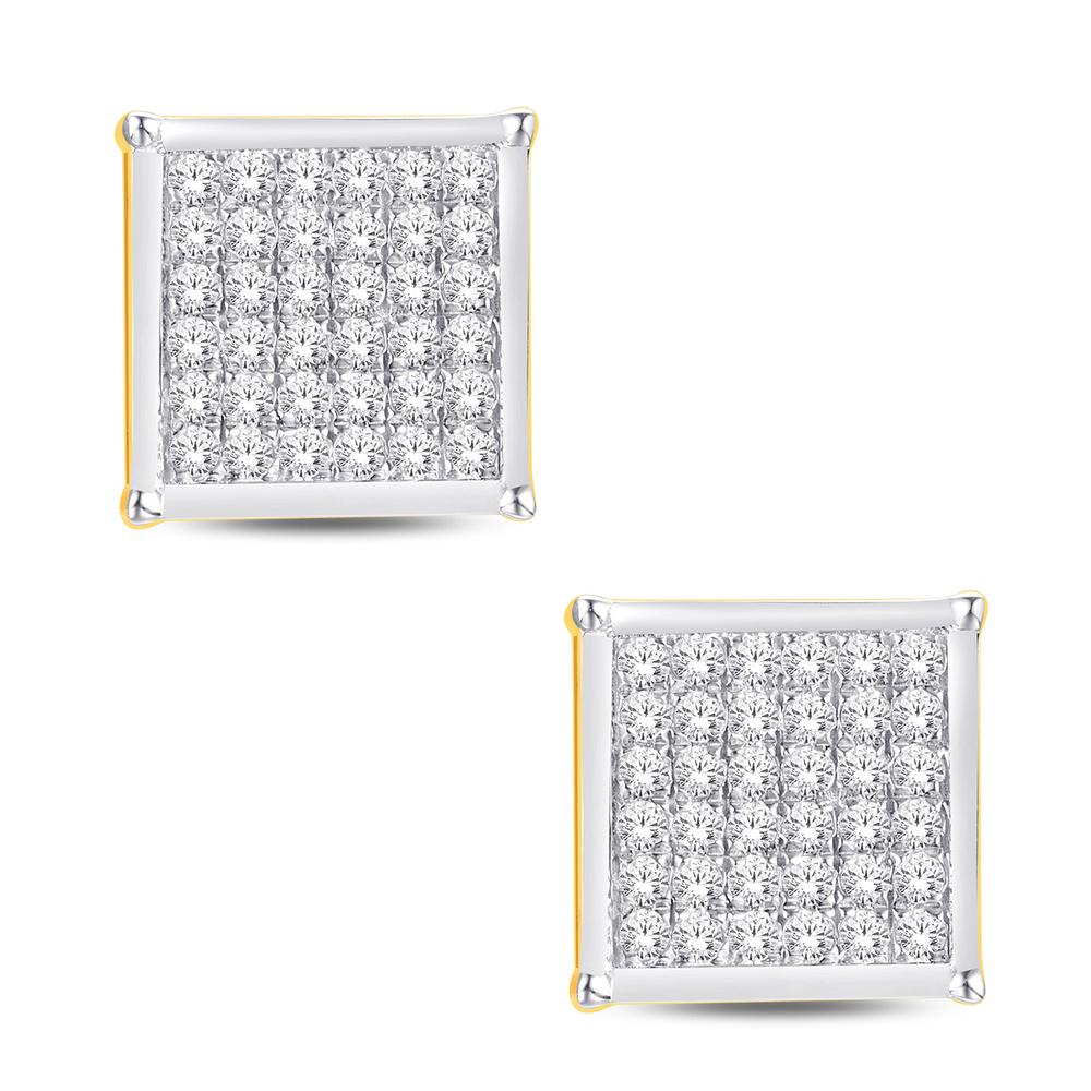 10KT Yellow Gold 0.05 Carat Square Earrings-0124101-YG