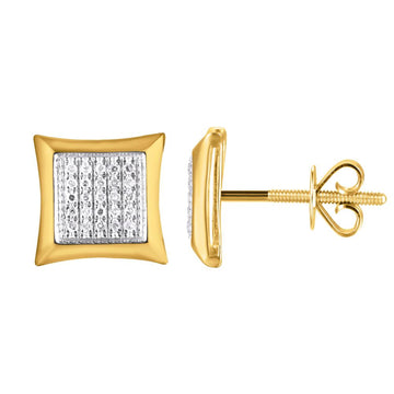 10KT Yellow Gold 0.15 Carat Square Earrings-0124203-YG