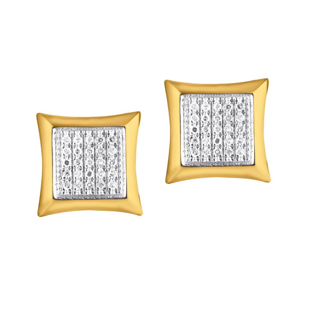 10KT Yellow Gold 0.15 Carat Square Earrings-0124203-YG