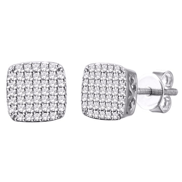 10KT White Gold 0.25 Carat Cushion Stud Earrings-0125161-WG