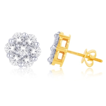 10KT White Gold 0.25 Carat Flower Earrings-0125665-WG