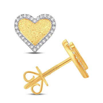 10KT Yellow Gold 0.14 Carat Heart Earrings-0125727-YG