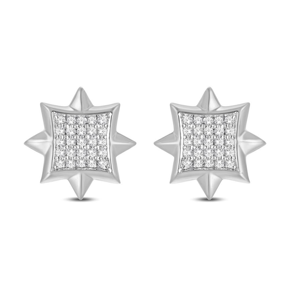 10KT White Gold 0.14 Carat Star Earrings-0125746-WG