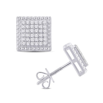 10KT White Gold 0.25 Carat Square Earrings-0125763-WG