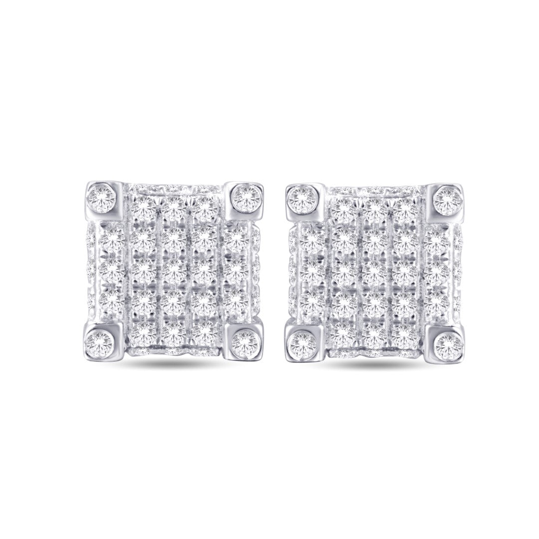 10KT White Gold 0.25 Carat Square Earrings-0125941-WG