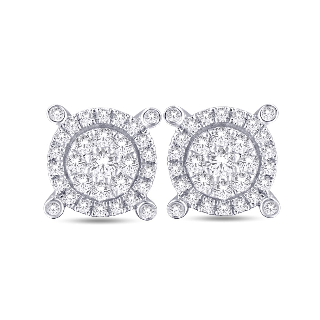 10KT White Gold 0.35 Carat Round Stud Earrings-0125946-WG