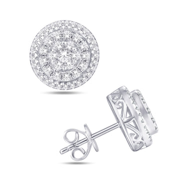 10KT White Gold 0.71 Carat Round Earrings-0125993-WG