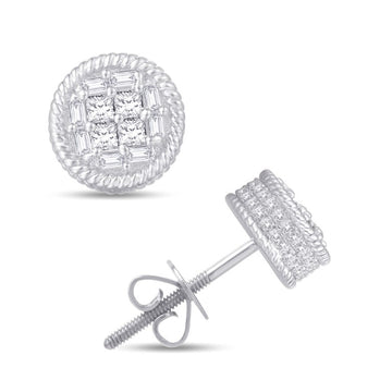 10KT White Gold 0.46 Carat Round Earrings-0126066-WG