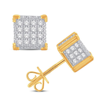 10KT Yellow Gold 0.25 Carat Square Earrings-0126173-YG