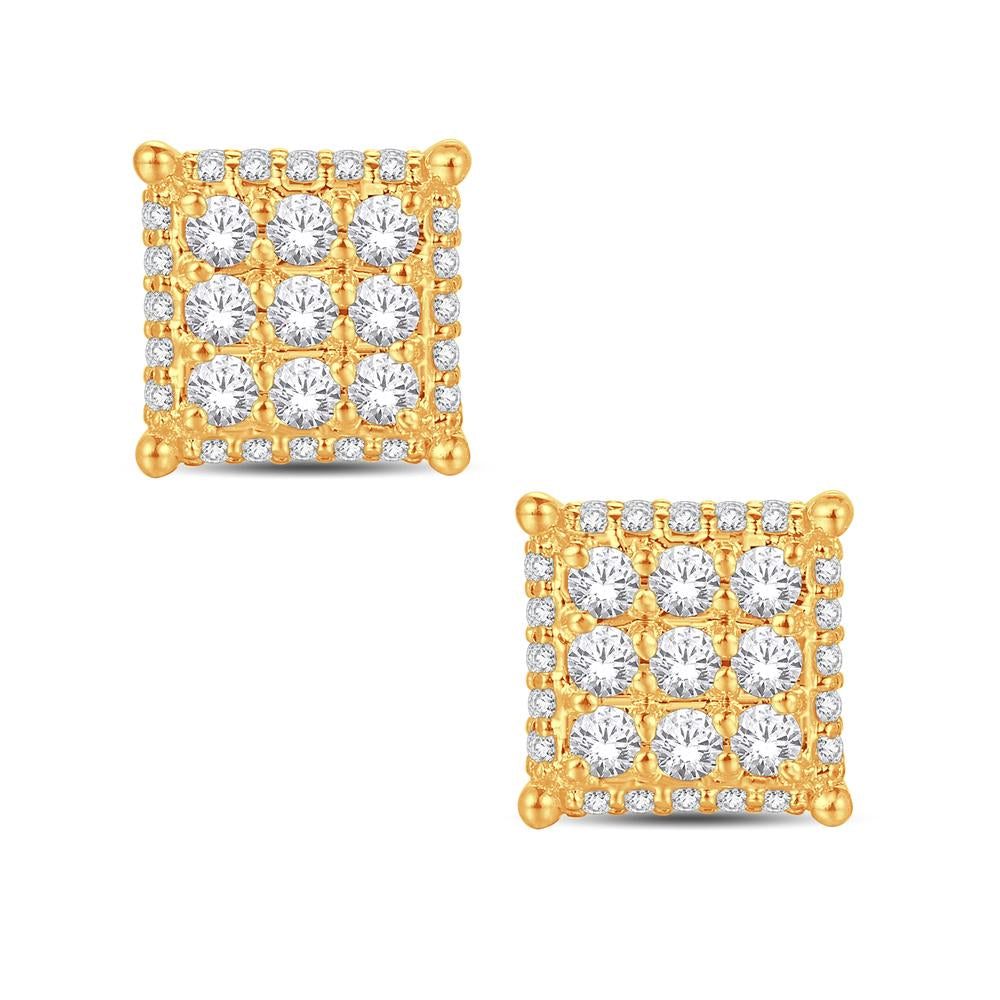 10KT All Yellow Gold 0.51 Carat Square Earrings-0126264-ALY