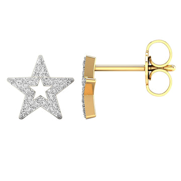 10KT Yellow Gold 0.10 Carat Star Earrings-0127139-YG