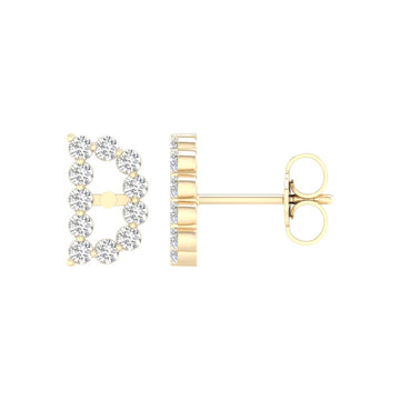 10KT Yellow Gold 0.25 Carat Initial (D) Earrings-0127812-YG