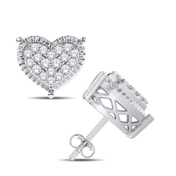 10KT White Gold 0.50 Carat Heart Earrings-0128113-WG