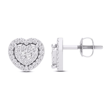 10KT White Gold 0.50 Carat Heart Earrings-0129129-WG