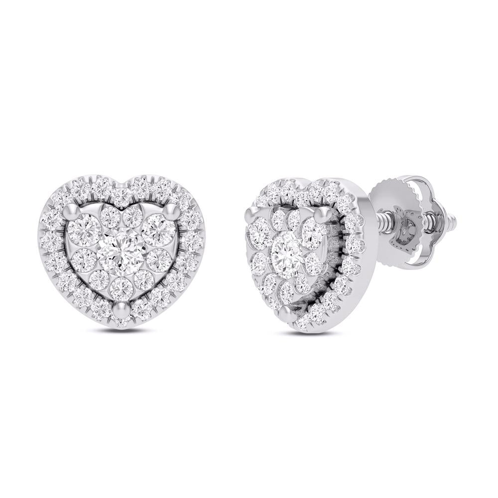 10KT White Gold 0.50 Carat Heart Earrings-0129129-WG