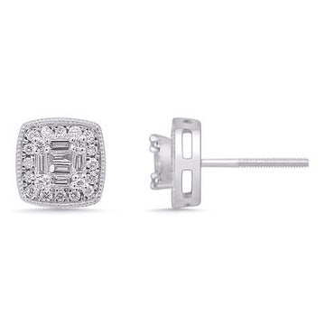 10KT White Gold 0.40 Carat Cushion Earrings-0129909-WG