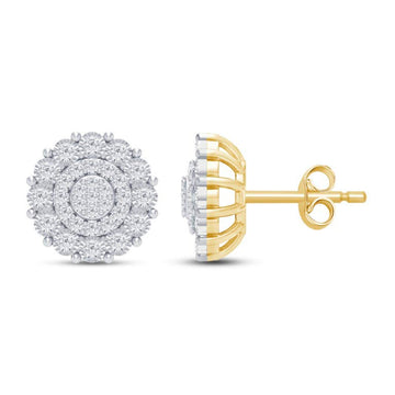 10KT Yellow Gold 0.40 Carat Flower Earrings-0129947-YG