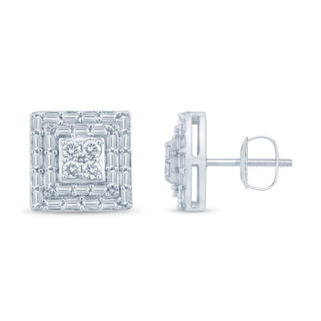 10KT White Gold 0.75 Carat Square Earrings-0129960-WG