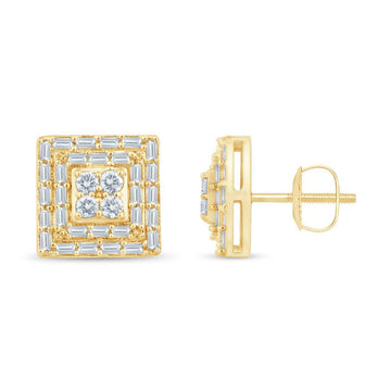 10KT Yellow Gold 0.75 Carat Square Earrings-0129960-YG