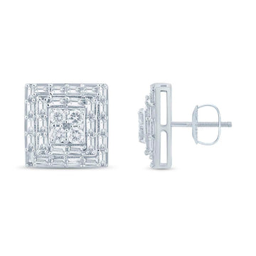 10KT White Gold 1.50 Carat Square Earrings-0129970-WG