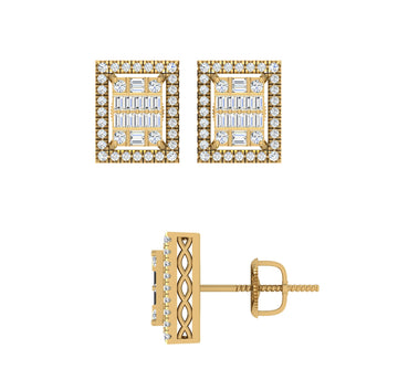 10KT Yellow Gold 0.65 Carat Square Earrings-0130022-YG