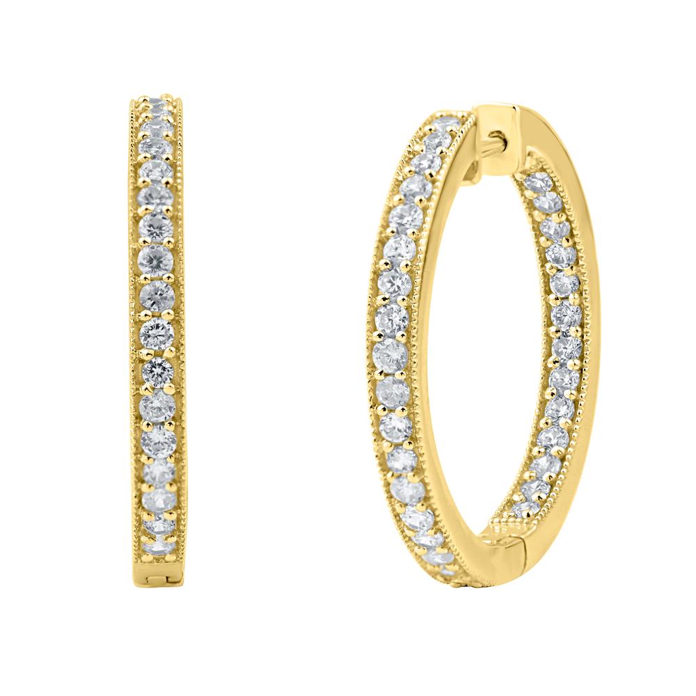 10KT All Yellow Gold 1.83 Carat Classic Hoop Earrings-0132159-ALY