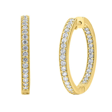 10KT All Yellow Gold 1.83 Carat Classic Hoop Earrings-0132159-ALY