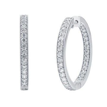 10KT White Gold 1.83 Carat Classic Hoop Earrings-0132159-WG