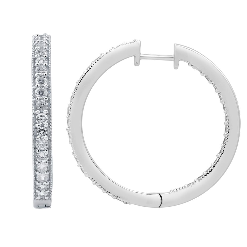 10KT White Gold 1.83 Carat Classic Hoop Earrings-0132159-WG