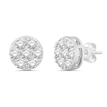 10KT White Gold 2.10 Carat Classic Round Stud Earrings-0132182-WG