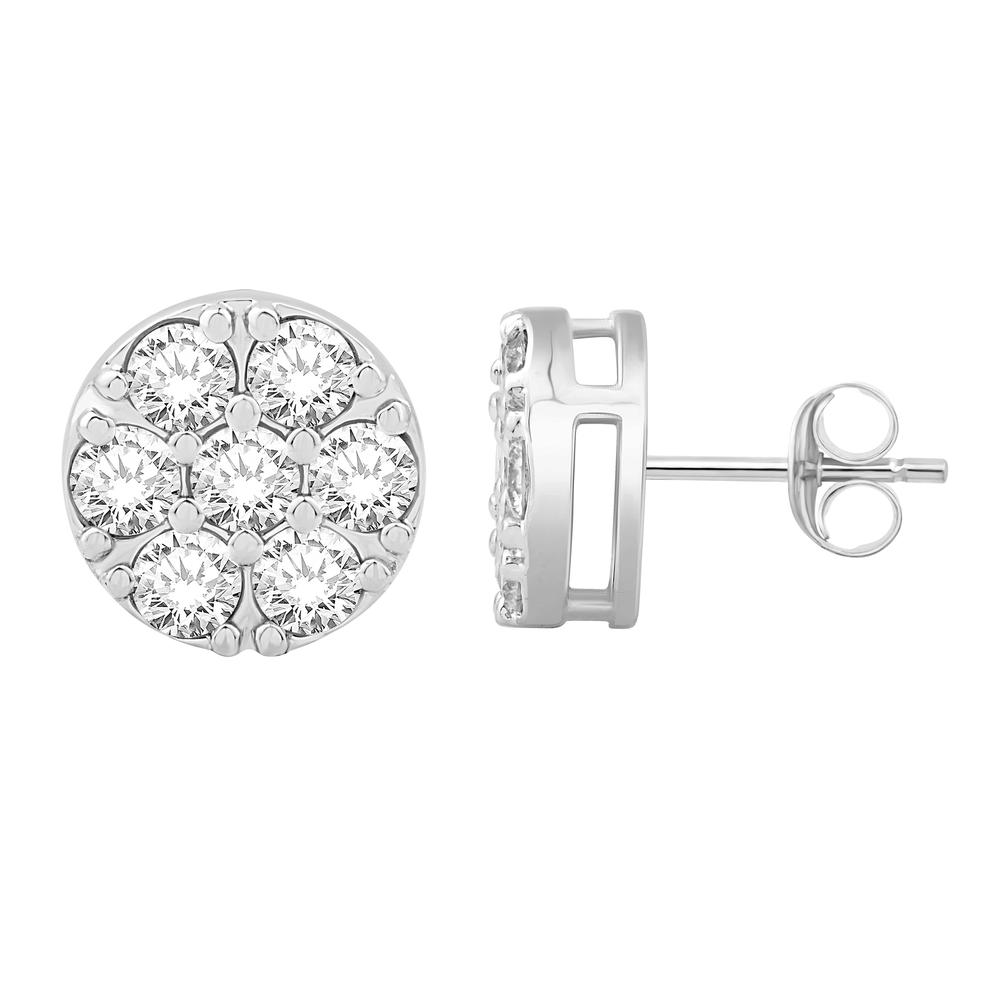 10KT White Gold 2.10 Carat Classic Round Stud Earrings-0132182-WG