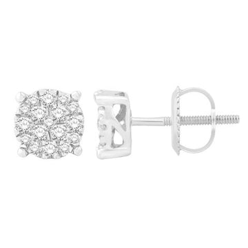 10KT White Gold 0.27 Carat Round Earrings-0132199-WG