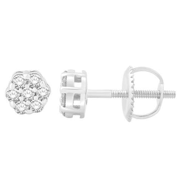 10KT White Gold 0.25 Carat Flower Earrings-0132203-WG