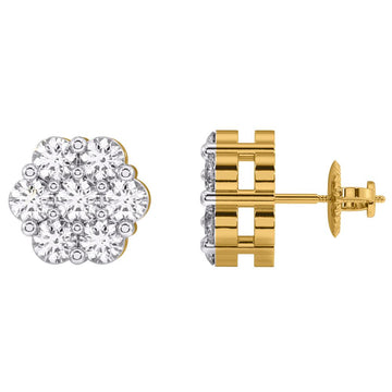 10KT Yellow Gold 0.10 Carat Flower Earrings-0140000-YG