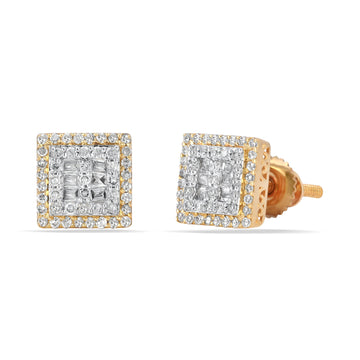 10KT Yellow Gold 0.25 Carat Square Earrings-0150010-YG