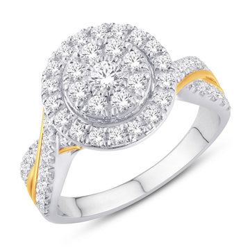 10KT Two-tone (White and Yellow) Gold 0.47 Carat Round Ladies Ring-0224029-WY