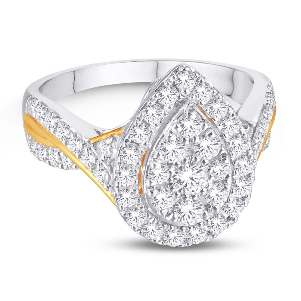 10KT Two-tone (White and Yellow) Gold 0.47 Carat Pear Ladies Ring-0224030-WY