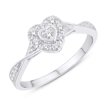 10KT White Gold 0.19 Carat Heart Ladies Ring-0224036-WG