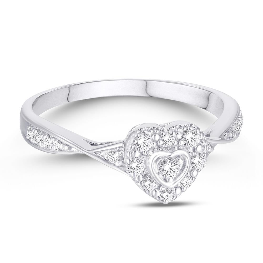 10KT White Gold 0.19 Carat Heart Ladies Ring-0224036-WG