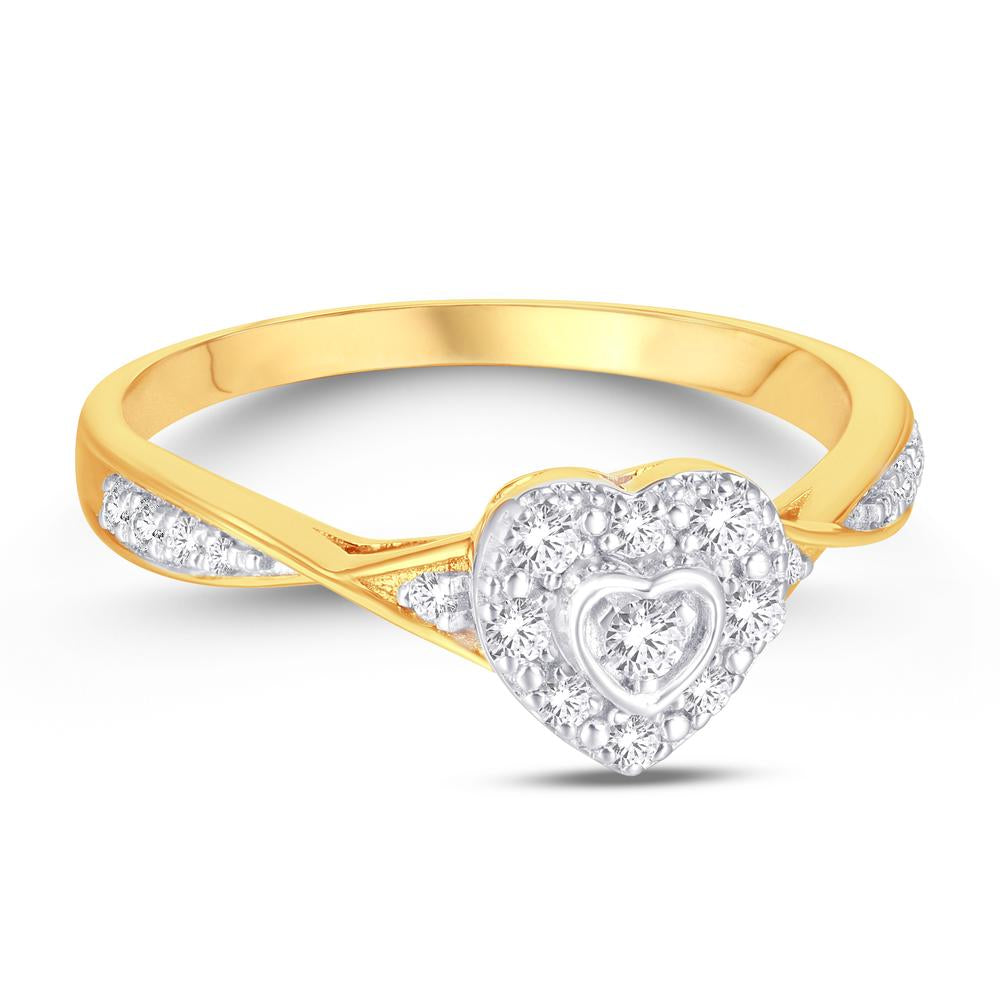 10KT Yellow Gold 0.19 Carat Heart Ladies Ring-0224036-YG