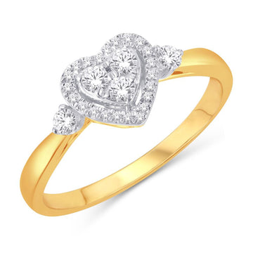 10KT Yellow Gold 0.24 Carat Heart Ladies Ring-0224042-YG