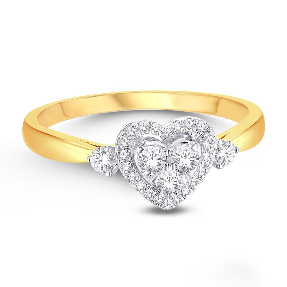 10KT Yellow Gold 0.24 Carat Heart Ladies Ring-0224042-YG