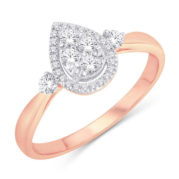 10KT Rose Gold 0.24 Carat Pear Ladies Ring-0224045-RG