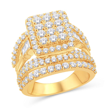 10KT Two-Tone (Yellow and White) Gold 2.91 Carat Baguette Diamond Rectangle Halo Ladies Ring-0225413-YW